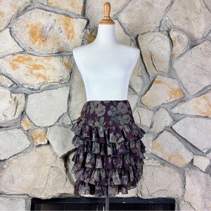 Ralph Lauren Blue Label Tiered Silk Skirt Heirloom Rose in Claret | 4